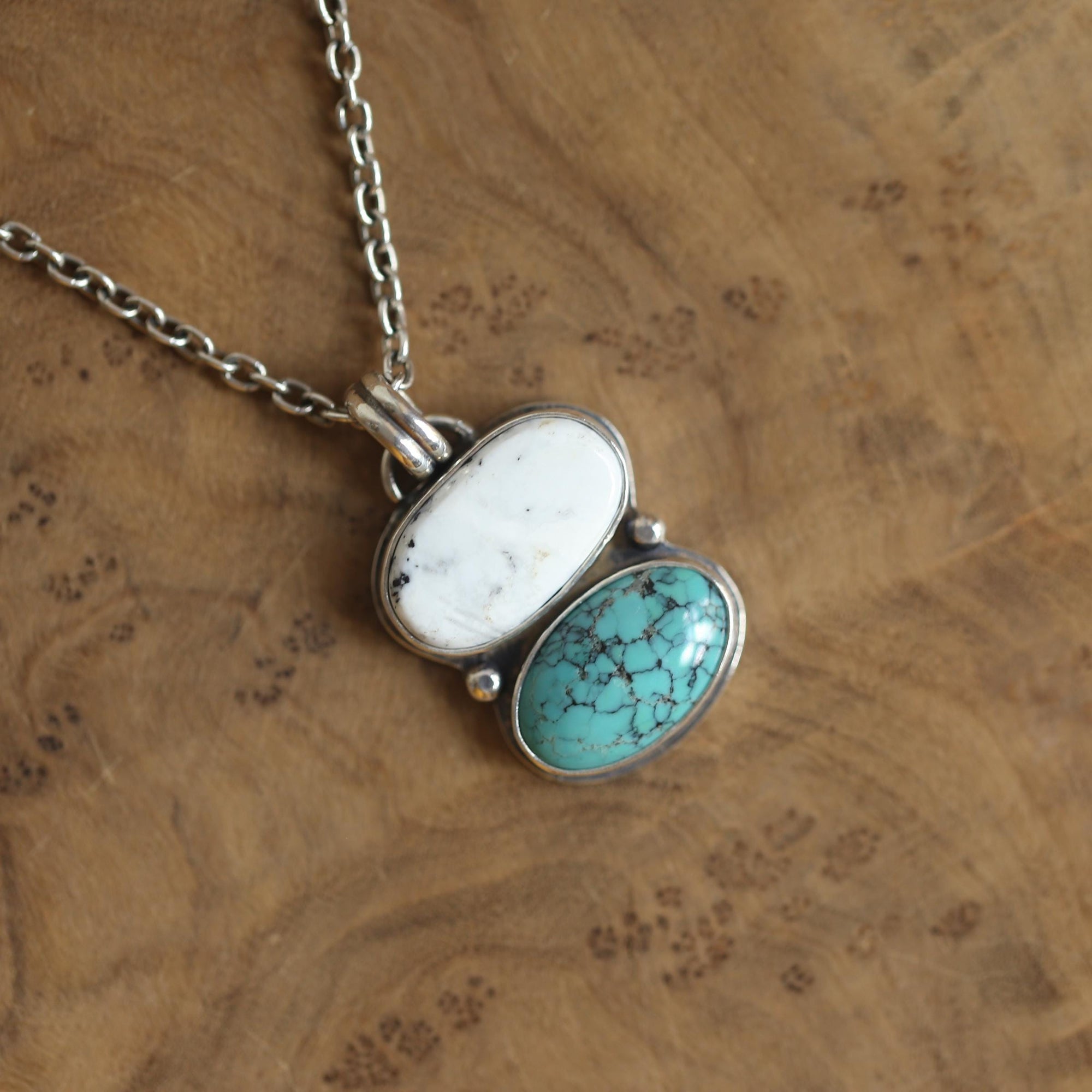 Turquoise & White Buffalo Pendant - Choose your Pendant - Sterling Silver