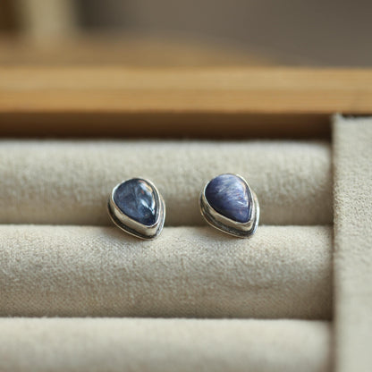Kyanite Earrings - Boho Blue Kyanite Earrings - Silversmith - Sterling Silver
