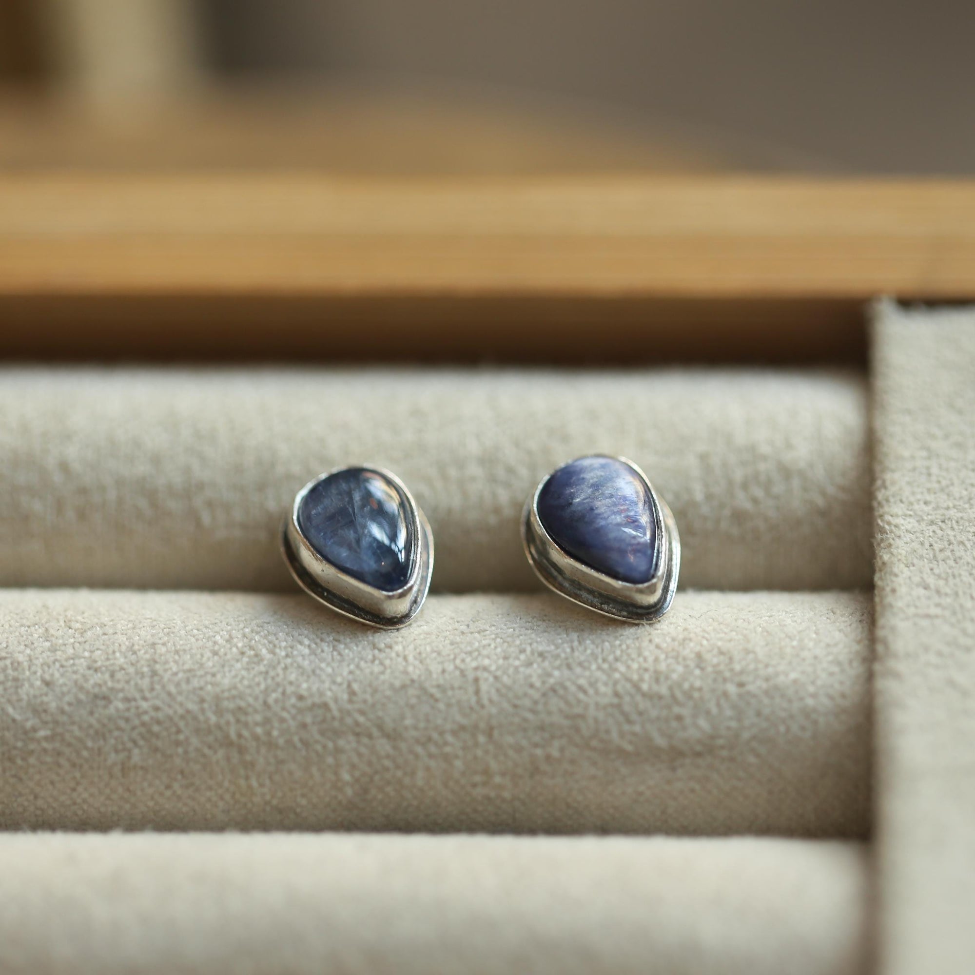 Kyanite Earrings - Boho Blue Kyanite Earrings - Silversmith - Sterling Silver