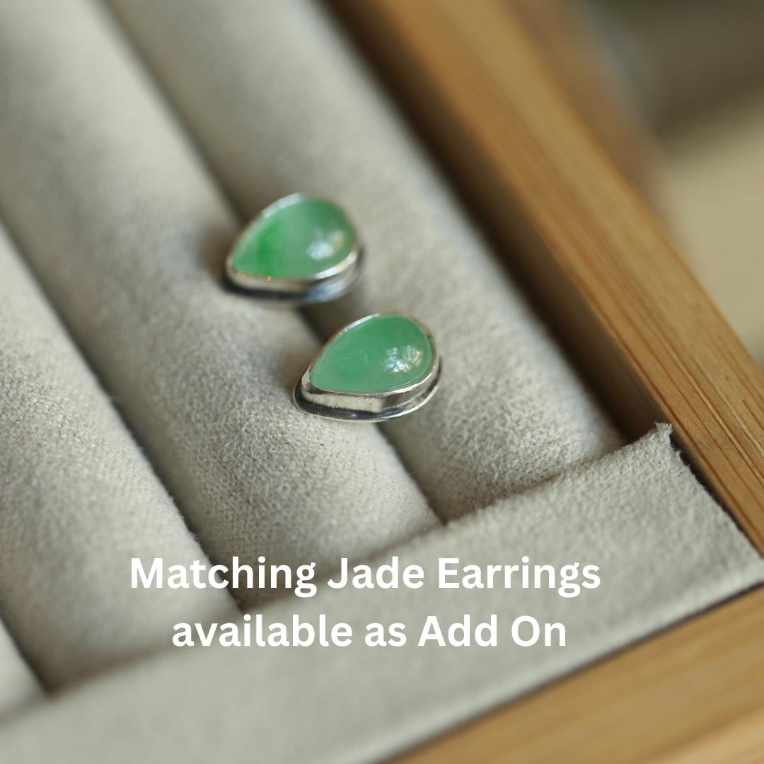 Green Jade Star Flower Necklace - 3-Stone Burma Jade Pendant - Sterling Silver