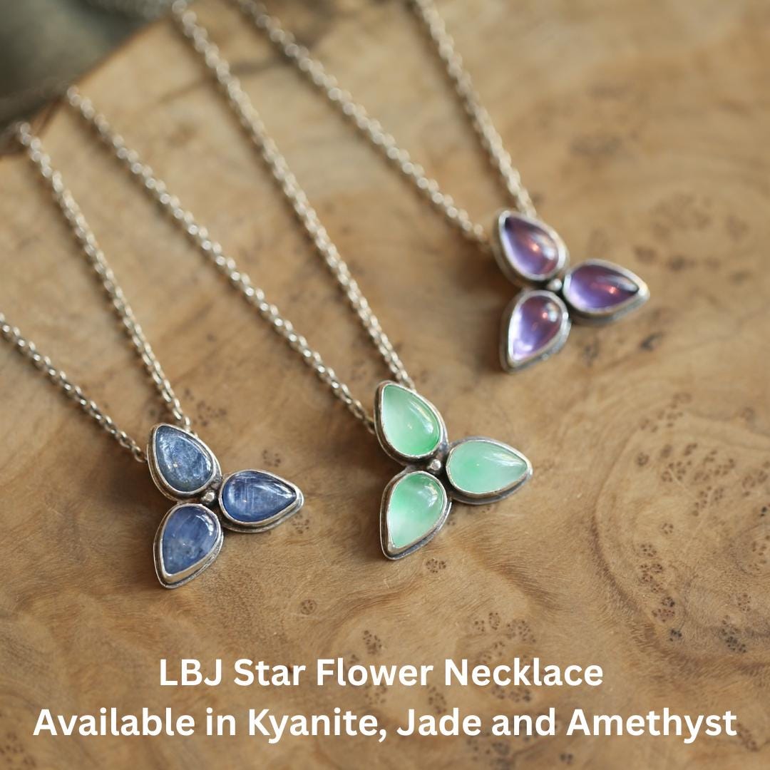 Purple Amethyst Star Power Necklace - 3 Stone Amethyst Pendant - Sterling Silver