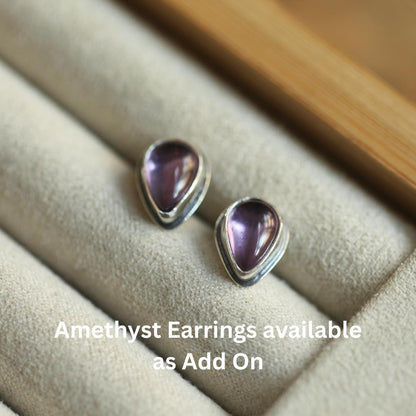 Purple Amethyst Star Power Necklace - 3 Stone Pendant - Sterling Silver