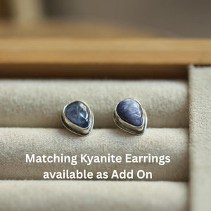 Blue Kyanite Star Flower Necklace - 3-Stone Kyanite Pendant - Sterling Silver