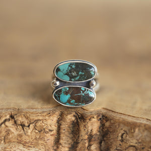 Rustic Turquoise 2-Stone Ring - Sterling Silver - Choose Your Ring