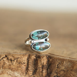 Rustic Turquoise 2-Stone Ring - Sterling Silver - Choose Your Ring