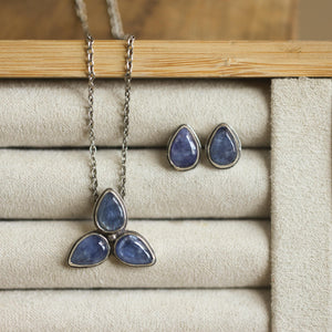 Kyanite Earrings - Boho Blue Kyanite Earrings - Silversmith - Sterling Silver