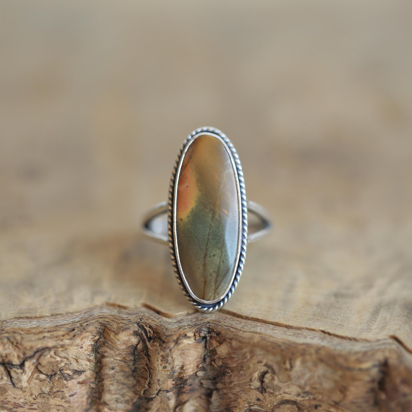 Red Creek Jasper Sterling Silver Ring – Statement Boho Jewelry