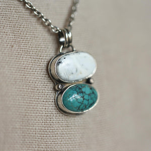 Turquoise & White Buffalo Pendant - Choose your Pendant - Sterling Silver