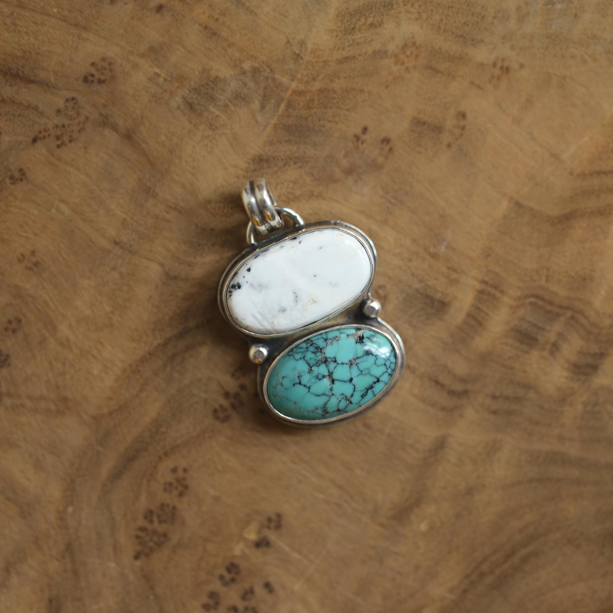 Turquoise & White Buffalo Pendant - Choose your Pendant - Sterling Silver