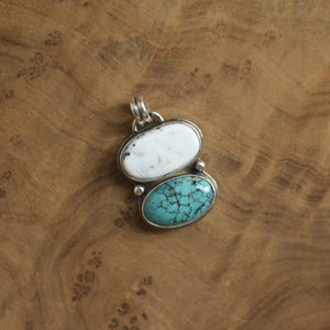Turquoise & White Buffalo Pendant - Choose your Pendant - Sterling Silver
