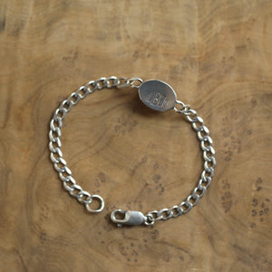 Black Agate Sterling Silver Link Bracelet – Unisex Curb Chain