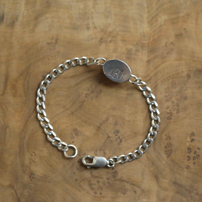 Black Agate Sterling Silver Link Bracelet – Unisex Curb Chain
