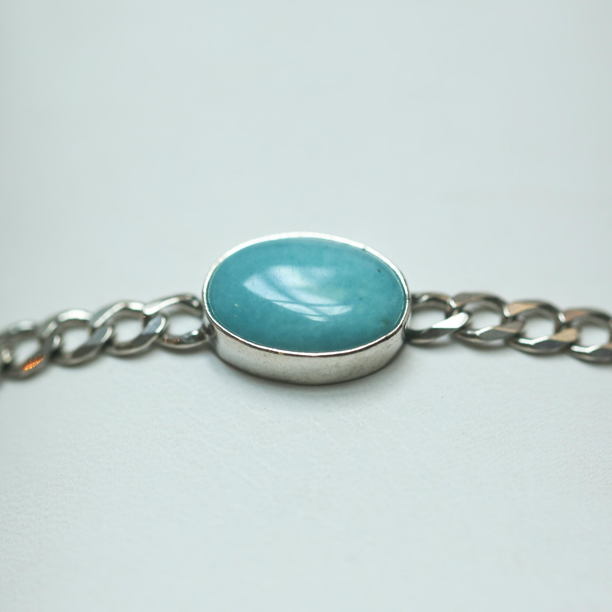 Amazonite Link Bracelet - Sterling Silver Amazonite Bracelet - Silver Chain Link Bracelet