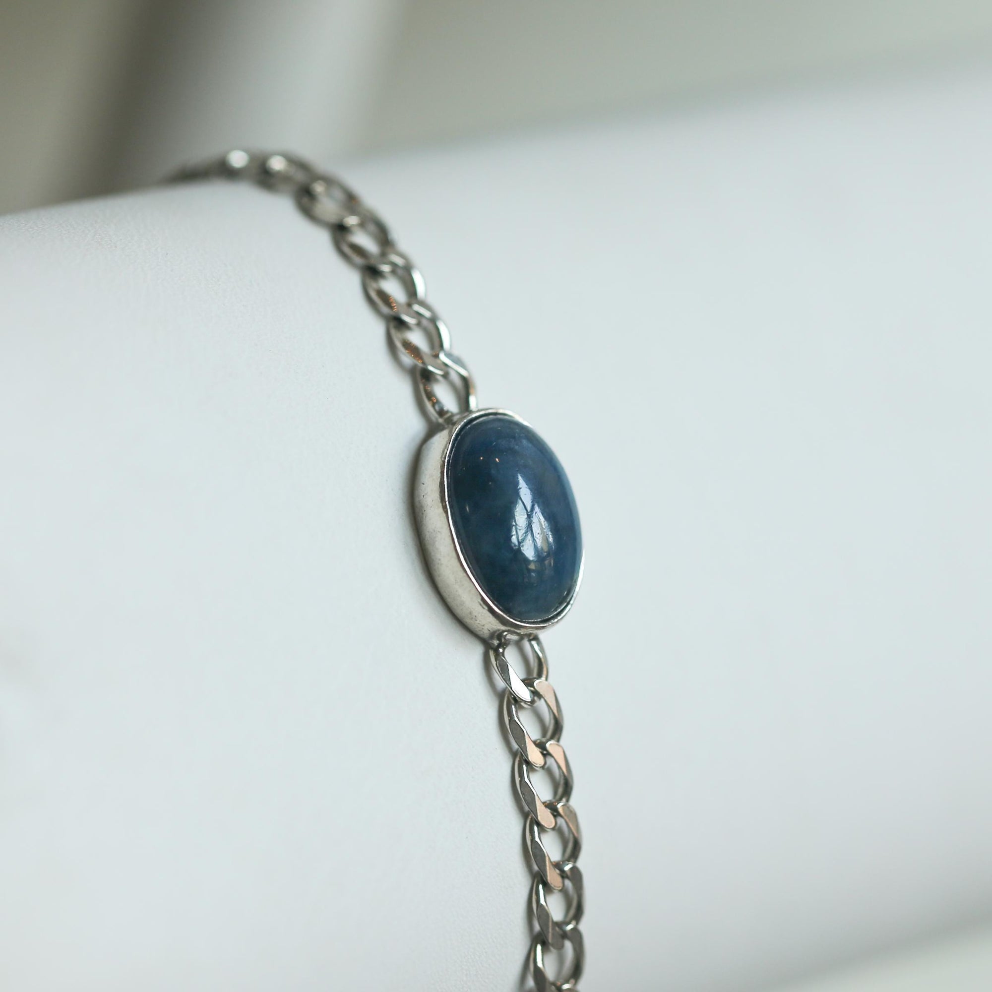 Apatite Link Bracelet - Sterling Silver Apatite Bracelet - Silver Chain Link Bracelet
