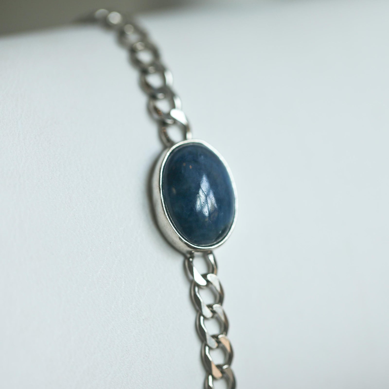 Apatite Link Bracelet - Sterling Silver Apatite Bracelet - Silver Chain Link Bracelet