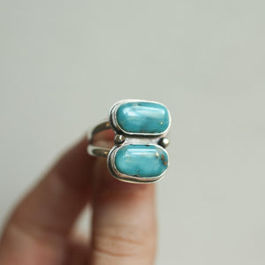 Campitos Turquoise Ring - 2 Stone Ring - Sterling Silver - Choose Size 6 or 7