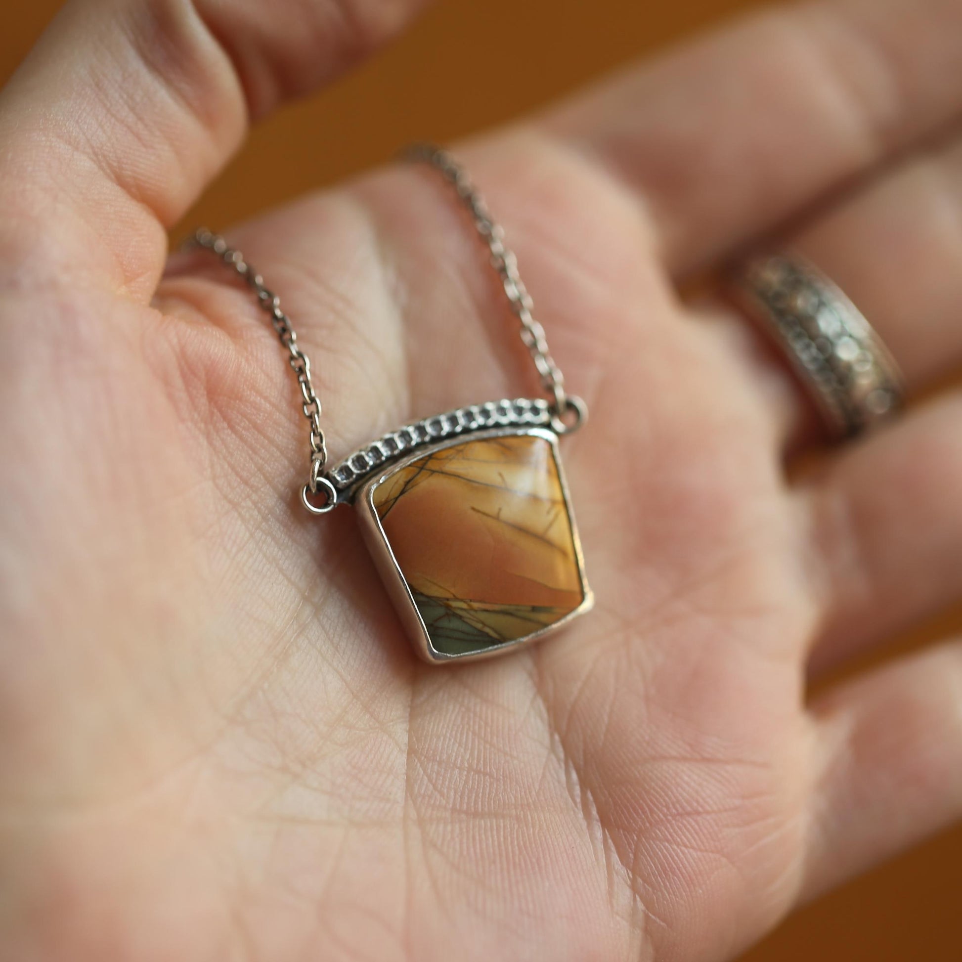 Red Creek Jasper Necklace – Sterling Silver Chain, OOAK Stone
