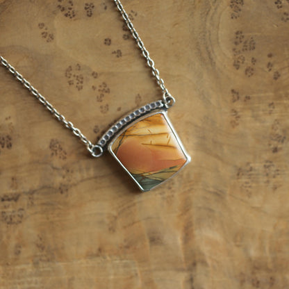 Red Creek Jasper Necklace – Sterling Silver Chain, OOAK Stone