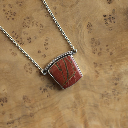 Red Creek Jasper Necklace – Sterling Silver Chain, OOAK Stone