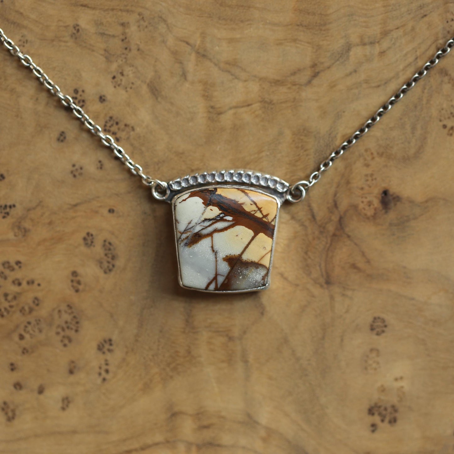 Red Creek Jasper Necklace – Sterling Silver Chain, OOAK Stone
