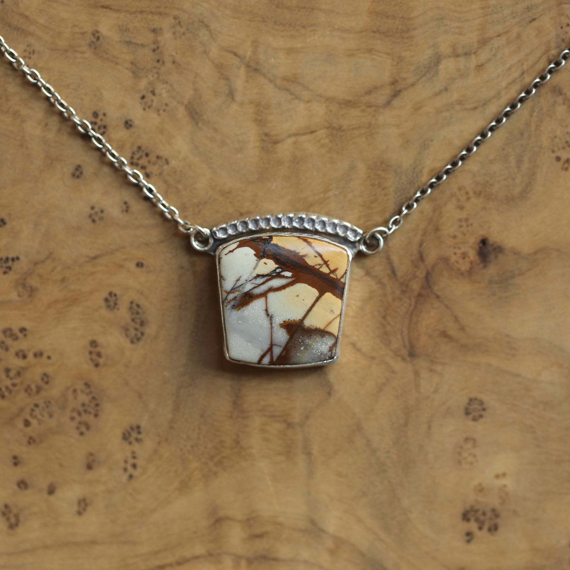 Red Creek Jasper Necklace – Sterling Silver Chain, OOAK Stone