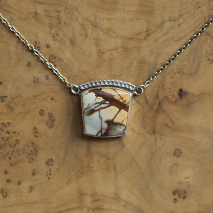 Red Creek Jasper Necklace – Sterling Silver Chain, OOAK Stone
