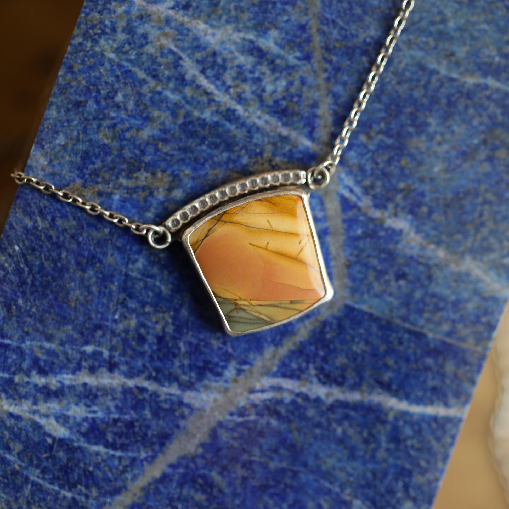 Red Creek Jasper Necklace – Sterling Silver Chain, OOAK Stone