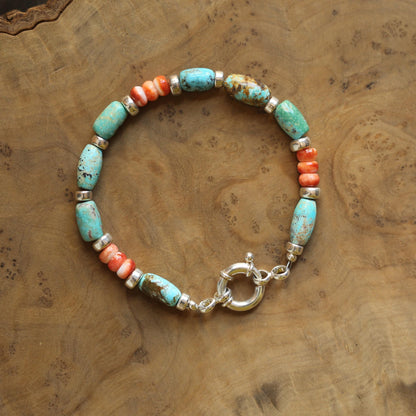 Turquoise and Spiny Oyster Bracelet | Beaded Jewelry