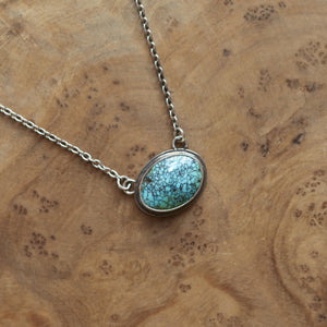 Turquoise Necklace - Small Turquoise Pendant with Chain - Ready to Ship - OOAK