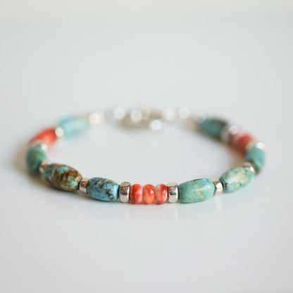 Turquoise and Spiny Oyster Bracelet | Beaded Jewelry