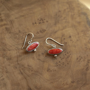 Spiny Oyster Drop Earrings – Orange Red Sterling Silver Dangles