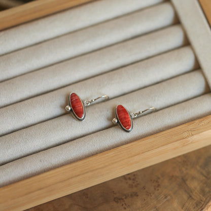 Spiny Oyster Drop Earrings – Orange Red Sterling Silver Dangles