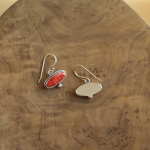 Spiny Oyster Earrings - Spiny Oyster Drop Earrings - Orange Red Drop Earrings