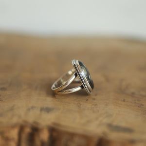 Boho Ring - Black Fossil Ring - Silversmith Ring - Boho Ring - Natural Fossil