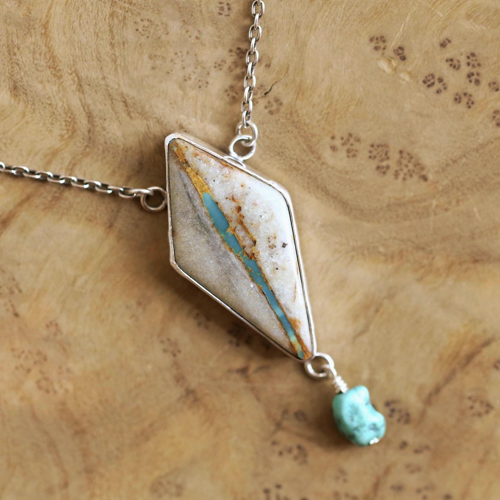 Royston Ribbon Turquoise Necklace - Sterling Silver - Kite Turquoise Necklace