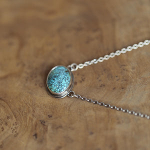 Turquoise Necklace with Chain - Sterling Silver
