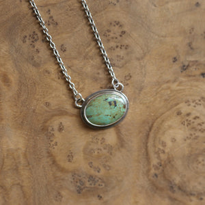 Turquoise Necklace with Chain - Sterling Silver
