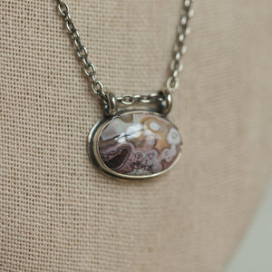 Crazy Lace Agate Pendant - Silversmith - .925 Sterling Silver - Crazy Lace Agate Necklace
