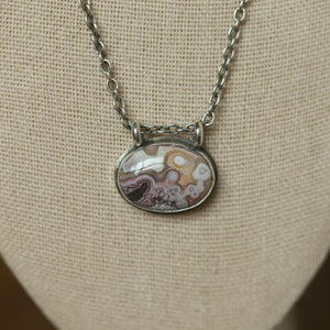 Crazy Lace Agate Pendant - Silversmith - .925 Sterling Silver - Crazy Lace Agate Necklace