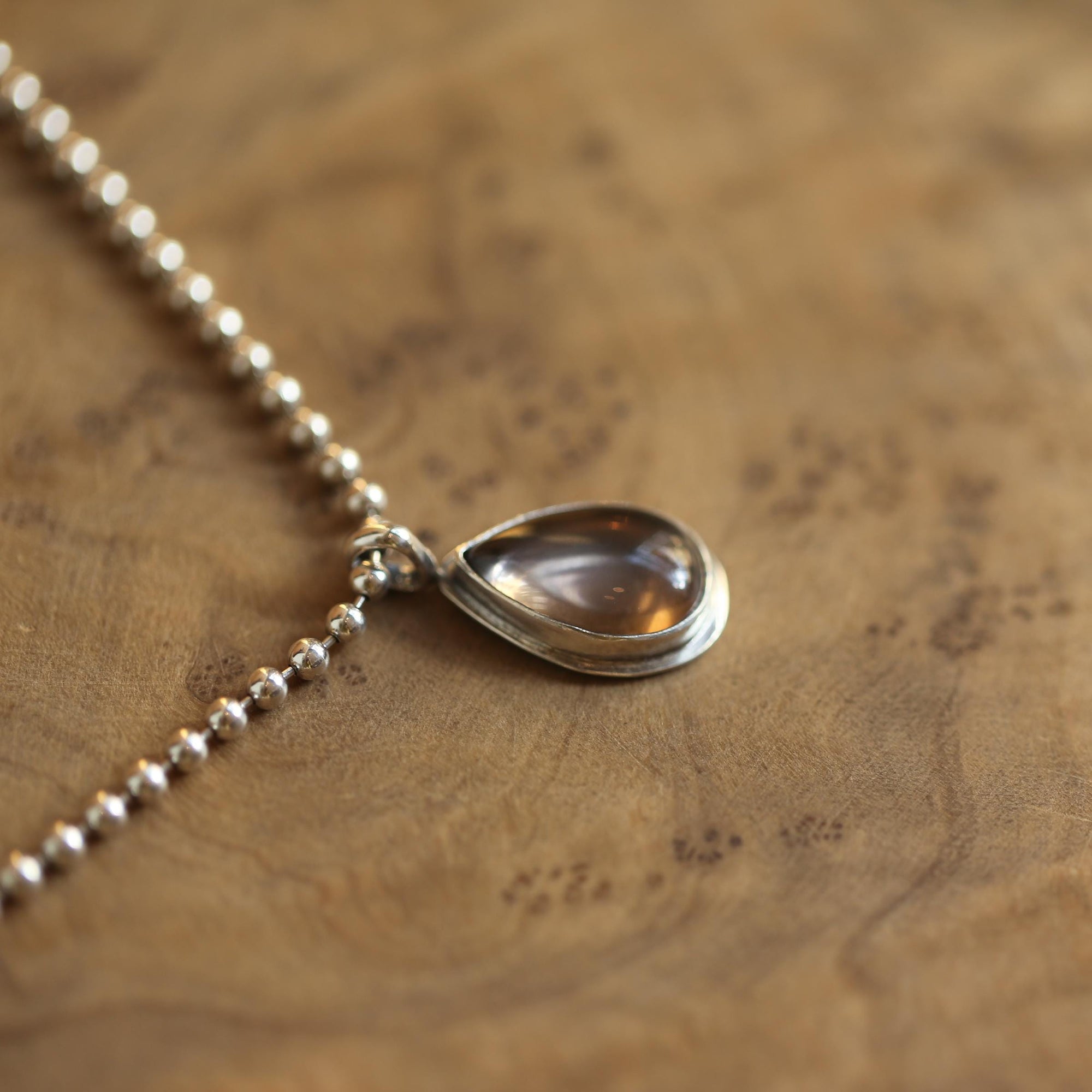 Smoky Quartz Pendant - Pear Shaped Smoky Quartz - Silversmith