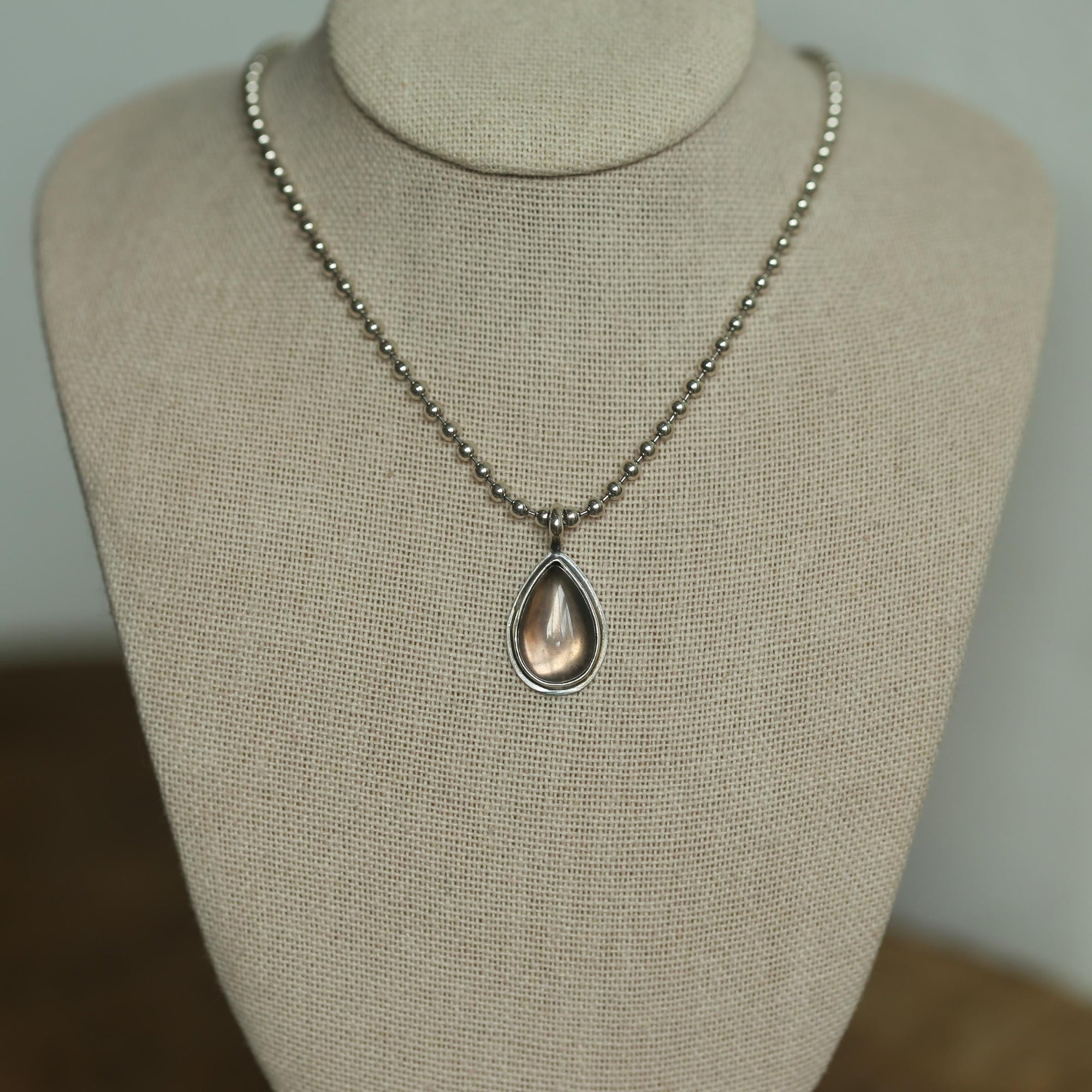 Smoky Quartz Pendant - Pear Shaped Smoky Quartz - Silversmith