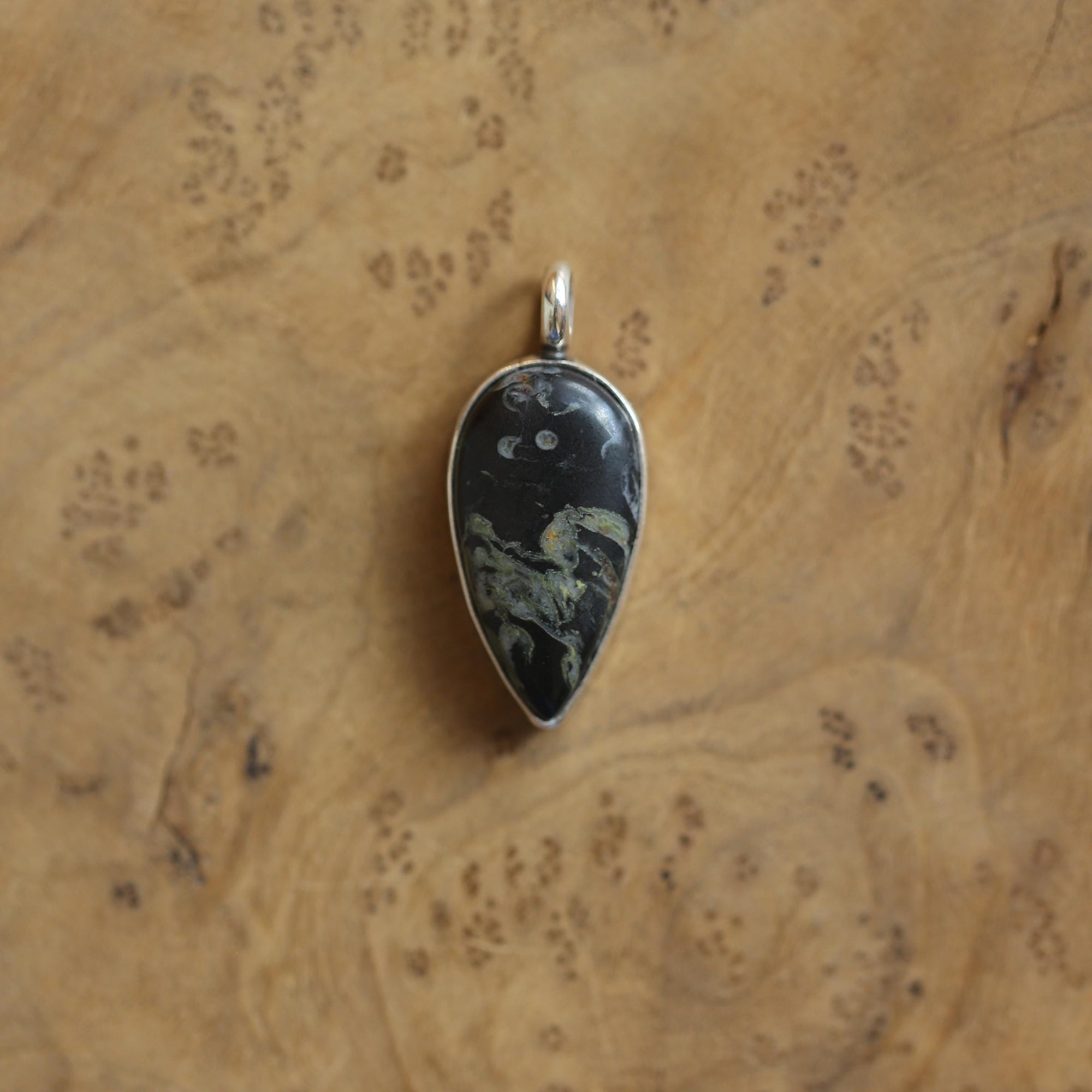 Black Fossil Pendant - Choose Your Finished Pendant - Sterling Silver