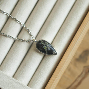 Black Fossil Pendant - Choose Your Finished Pendant - Sterling Silver