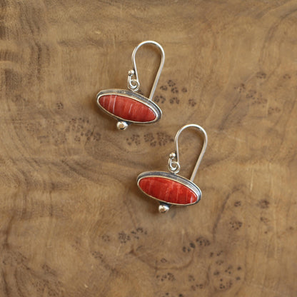Spiny Oyster Drop Earrings – Orange Red Sterling Silver Dangles