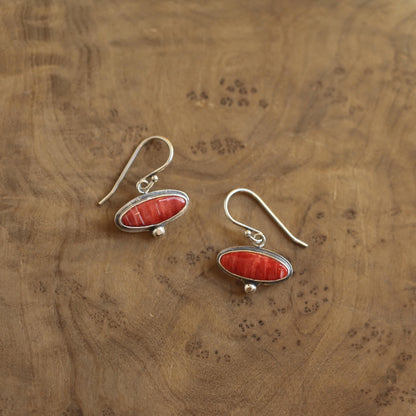 Spiny Oyster Drop Earrings – Orange Red Sterling Silver Dangles