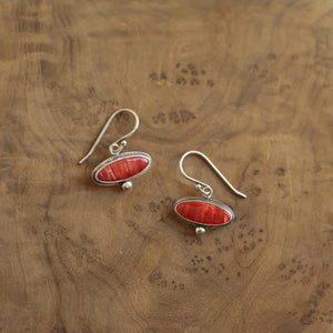 Spiny Oyster Drop Earrings – Orange Red Sterling Silver Dangles