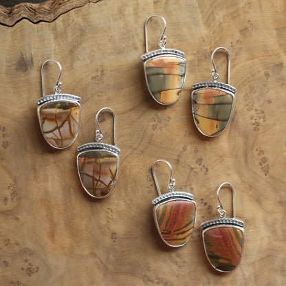Hammered Sterling Silver Red Creek Jasper Earrings – Choose Your Pair