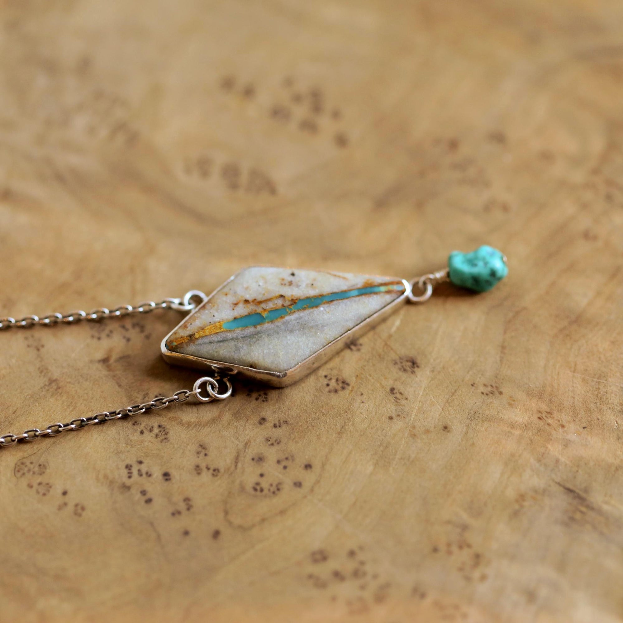 Royston Ribbon Turquoise Necklace - Sterling Silver - Kite Turquoise Necklace