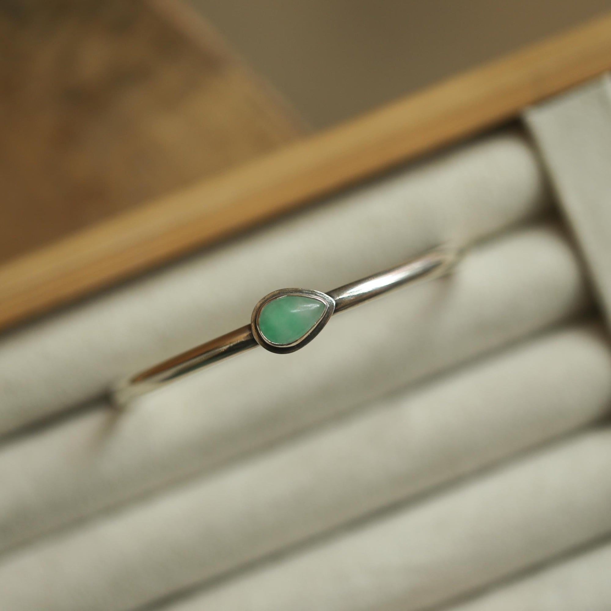 Jade Cuff Bracelet - Burma Jade Bracelet - Jade Silver Bangle