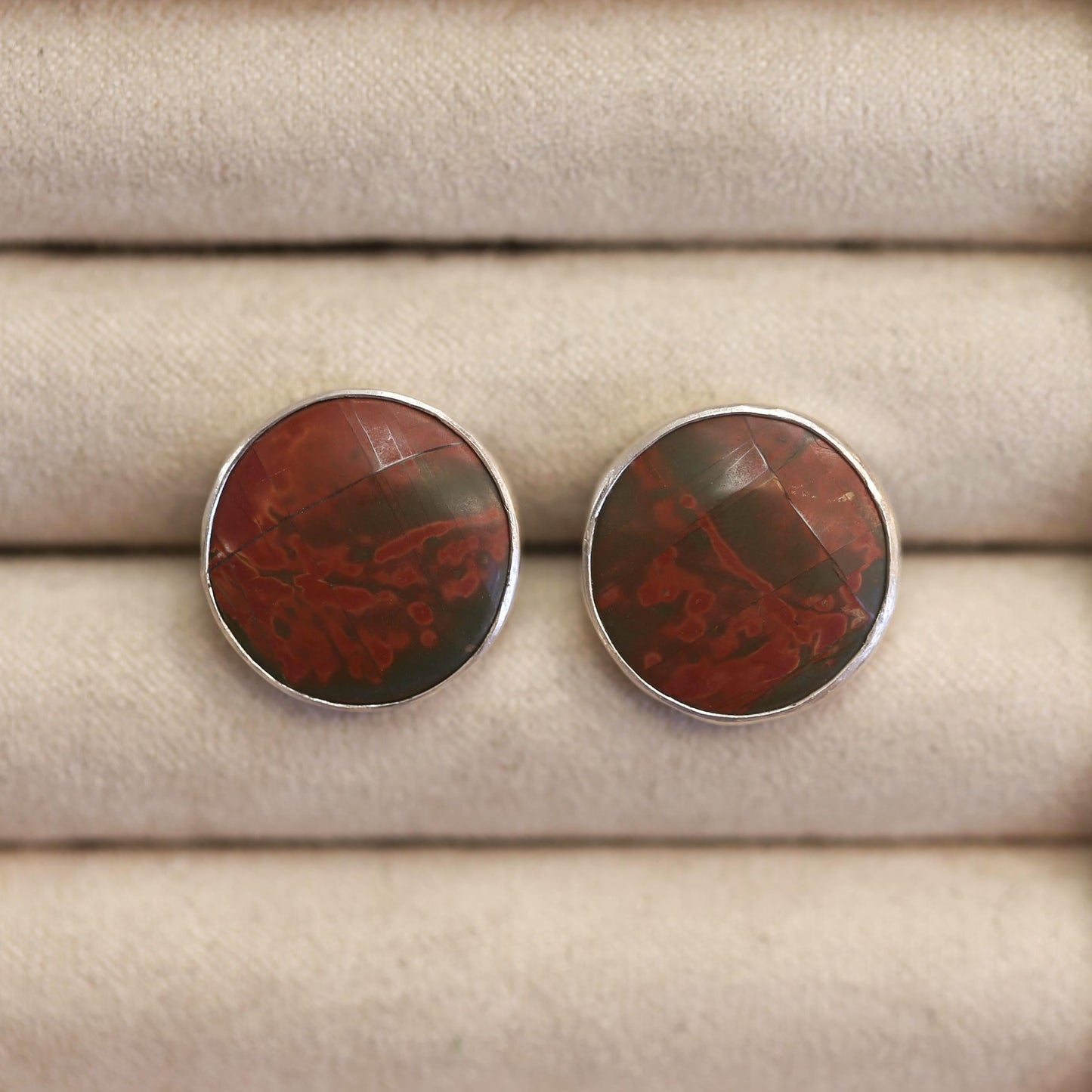 Red Creek Jasper Big Posts - Sterling Silver - Round Jasper Studs - Choose Your Pair